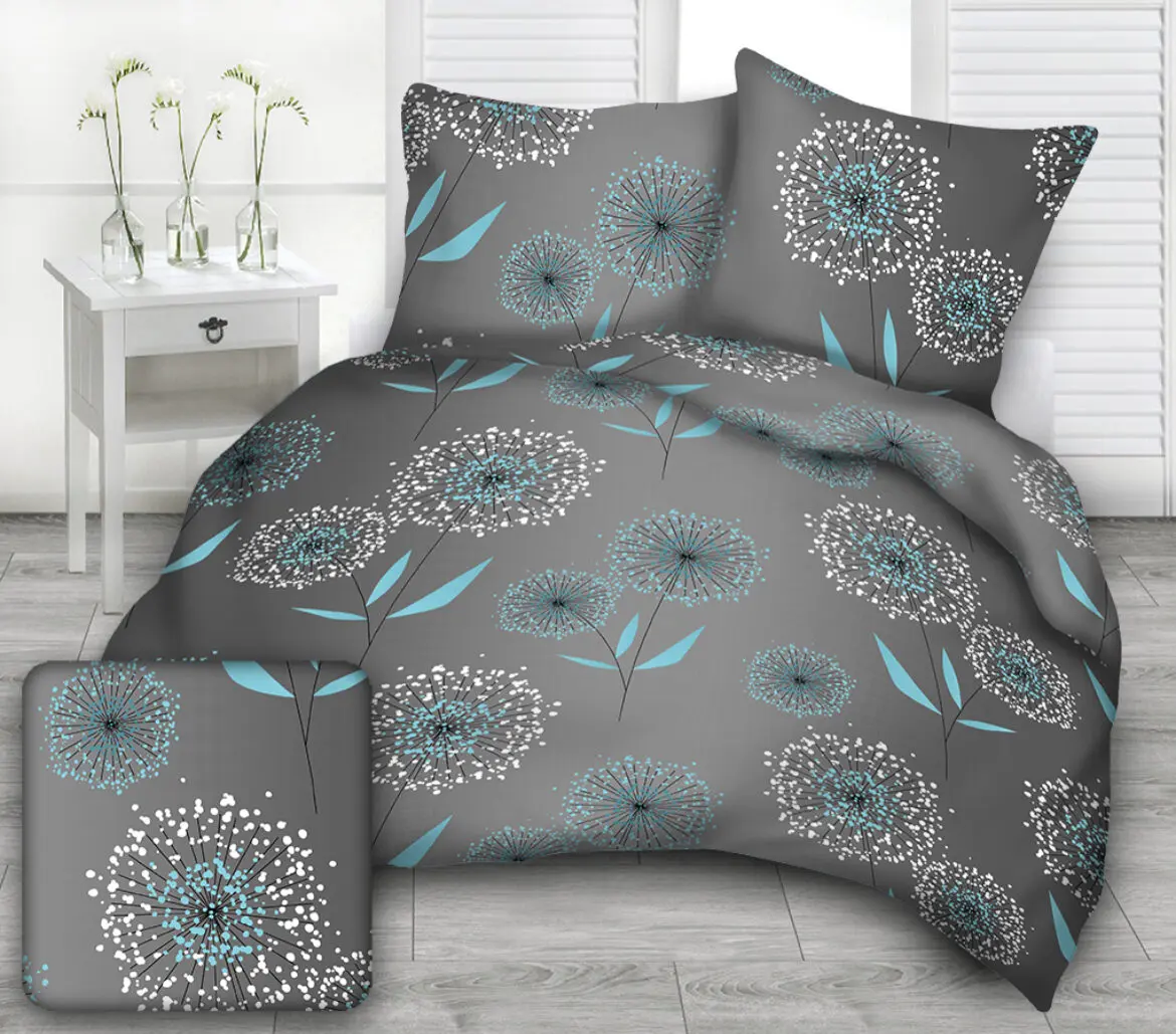 Povlečení bavlněné Pampeliška modrá TiaHome - 1x Polštář 90x70cm, 1x Přikrývka 140x200cm