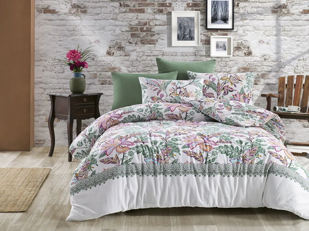 Povlečení flanelové Romantic Garden TiaHome - 1x Polštář 90x70cm, 1x Přikrývka 140x200cm
