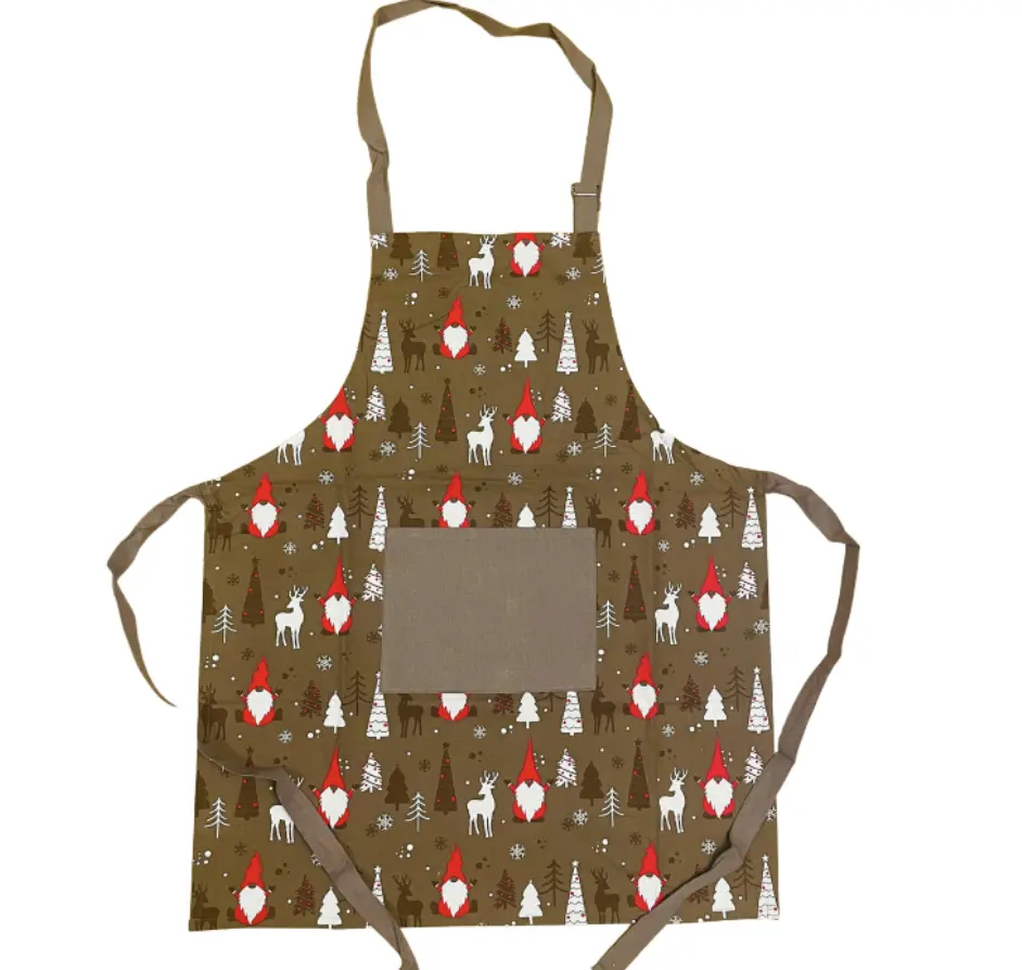 Kuchyňská zástěra bavlněná Vánoční Christmas hnědá TiaHome