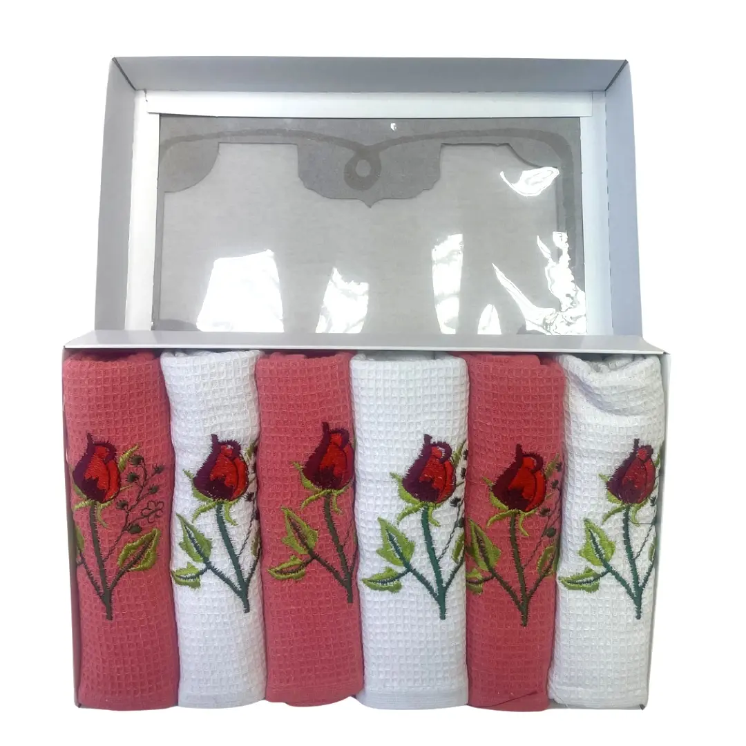 Utěrky na nádobí vaflové Rose 6ks 40x60cm TiaHome
