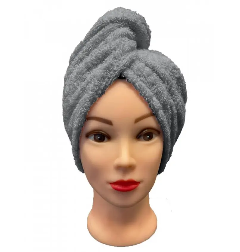 Rychleschnoucí froté Turban na vlasy šedý TiaHome