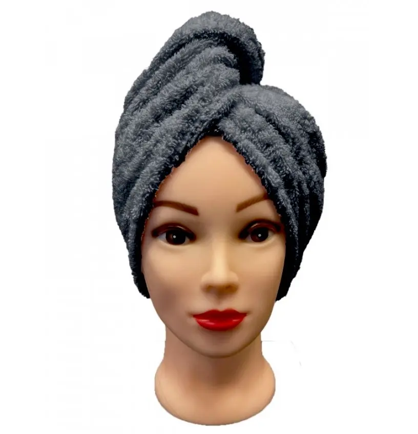 Rychleschnoucí froté Turban na vlasy černy TiaHome