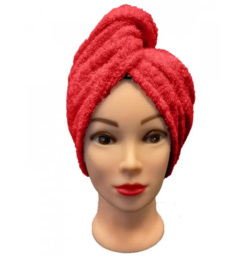 Rychleschnoucí froté Turban na vlasy červený TiaHome