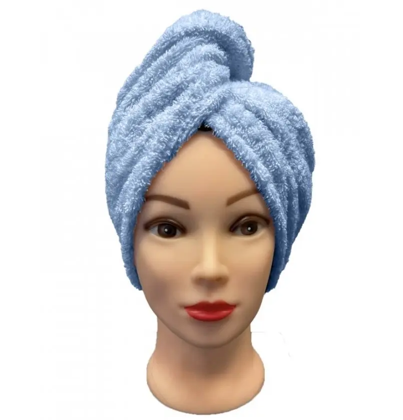Rychleschnoucí froté Turban na vlasy světle modrý TiaHome