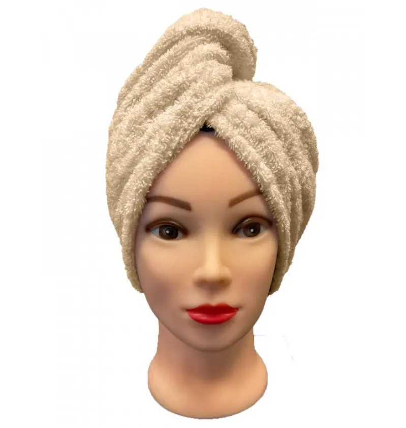Rychleschnoucí froté Turban na vlasy béžový  TiaHome