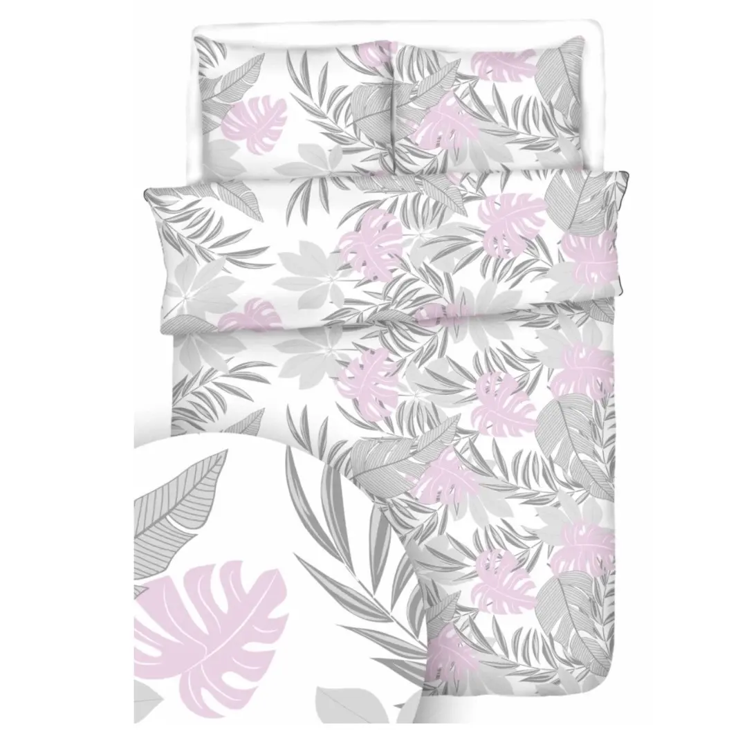 Povlečení krepové Tropic růžový TiaHome - 1x Polštář 90x70cm, 1x Přikrývka 140x200cm