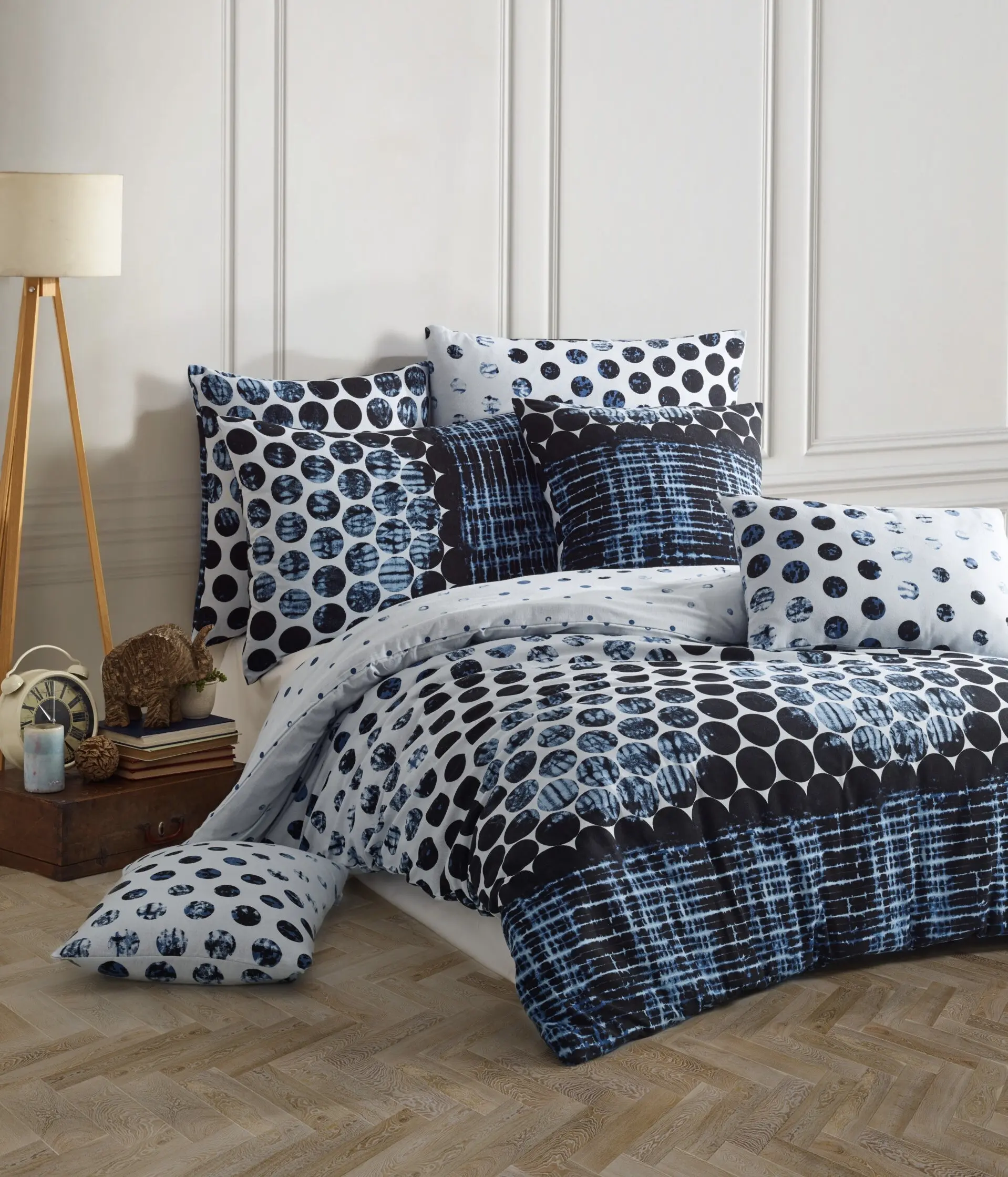 Povlečení bavlněné modré koule 200x140cm+90x70cm TiaHome