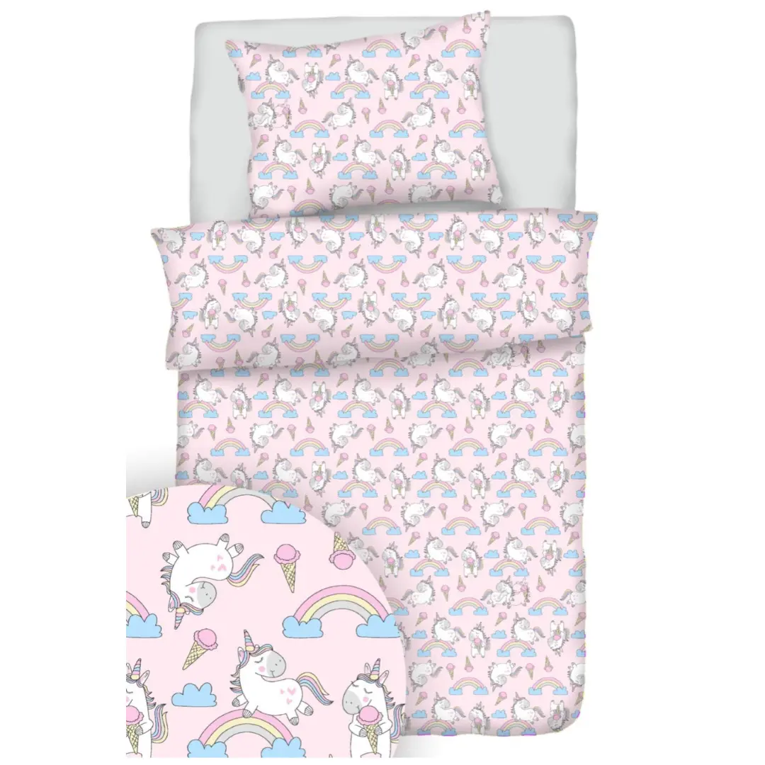 Povlečení bavlněné dětské Jednorožec růžový TiaHome - Detský set 130x90cm + 65x45cm