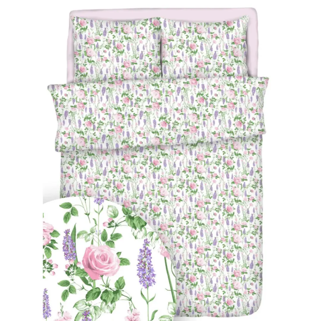 Povlečení krepové Lavender TiaHome - 1x Polštář 90x70cm, 1x Přikrývka 140x200cm