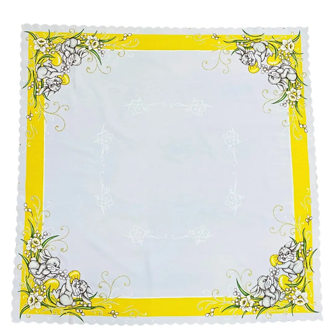 Velikonoční ubrus Zajíčci  žlutý 90x90cm TiaHome