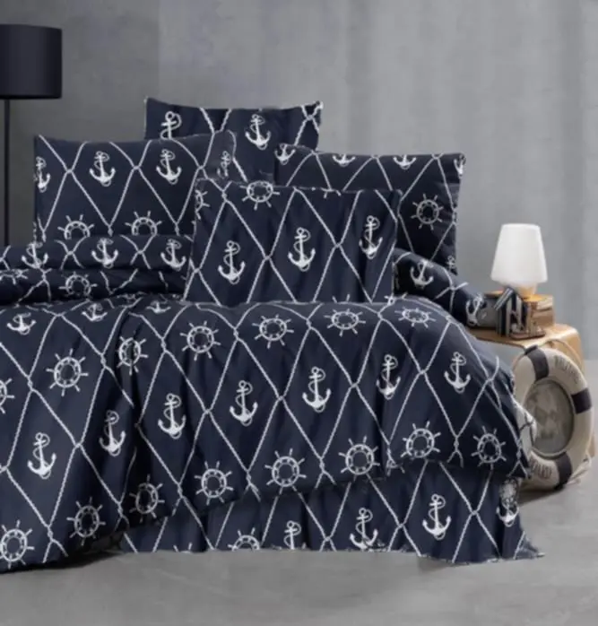 Povlečení bavlněné Kotva deluxe TiaHome - 2x Polštář 90x70 cm, 1x Přikrývka 200x220cm