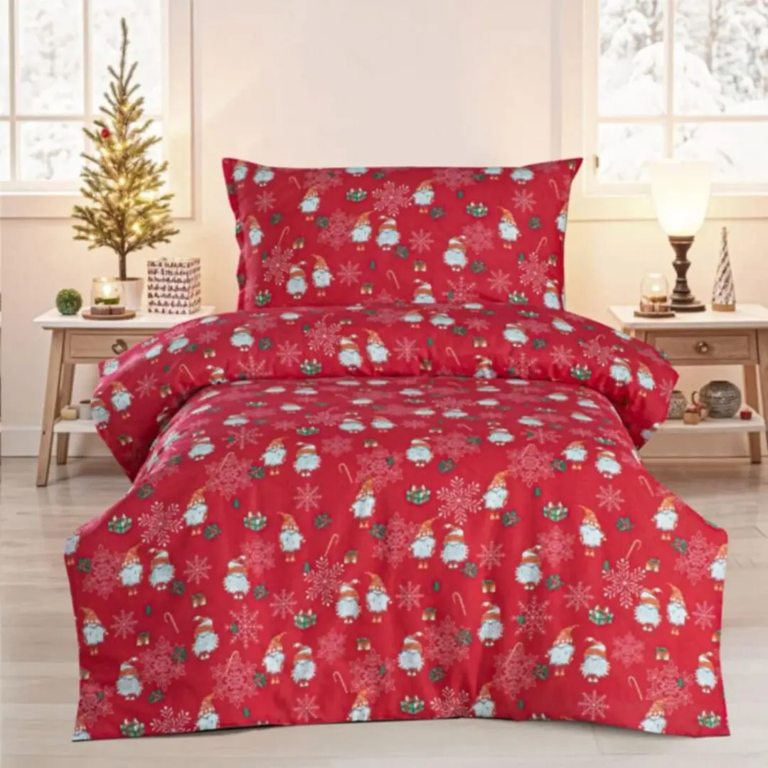 Povlečení bavlněné Vánoční Merry Christmas red 200x140cm+90x70cm TiaHome - 1x Polštář 90x70cm, 1x Přikrývka 140x200cm