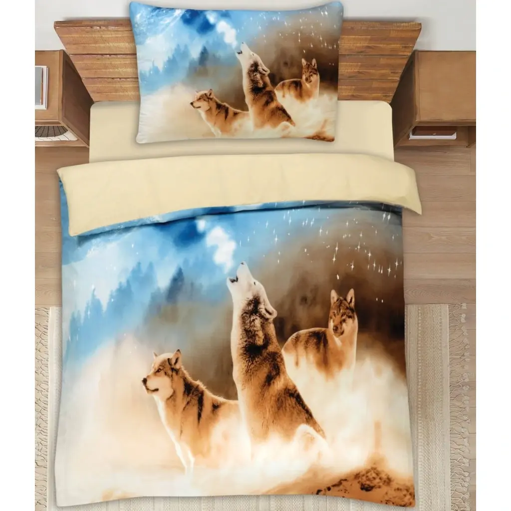 3D Povlečení Polycotton Vlk 200x140cm+90x70cm TiaHome