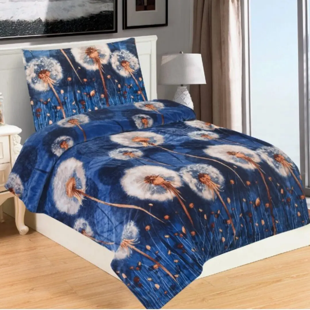Mikroplyšové povlečení Pampeliška bíla 200x140cm+90x70cm TiaHome