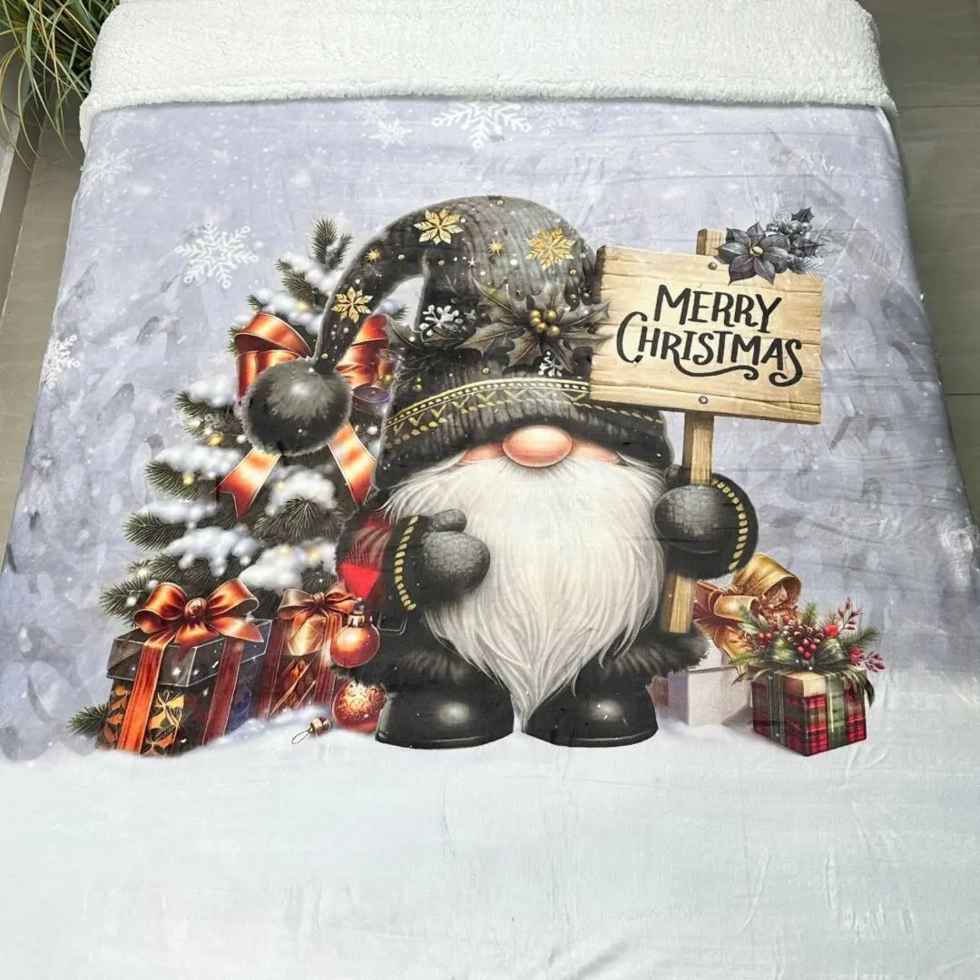 Vánoční deka luxury beránková z mikroplyše Skřítek černý 150x200cm TiaHome