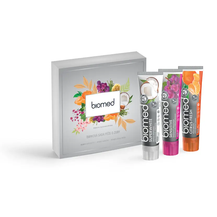 Biomed dámská dárková sada zubních past (Superwhite, Citrus Fresh, Sensitive), 3ks