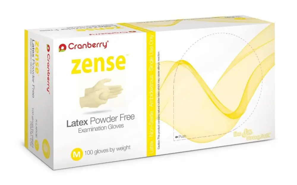 Cranberry Zense Latex vyšetřovací latexové rukavice XS (6-7) bez pudru, 100ks