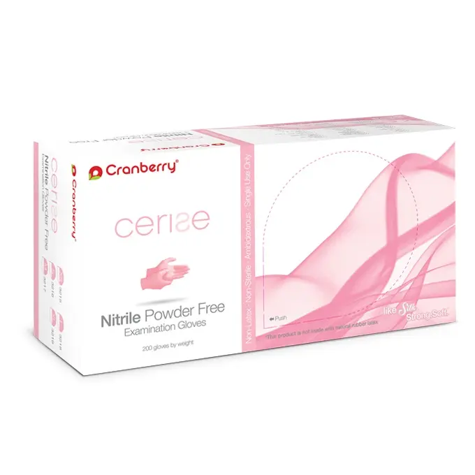 Cranberry Cerise Nitrile vyšetřovací nitrilové rukavice S (6-7) růžové, 200ks