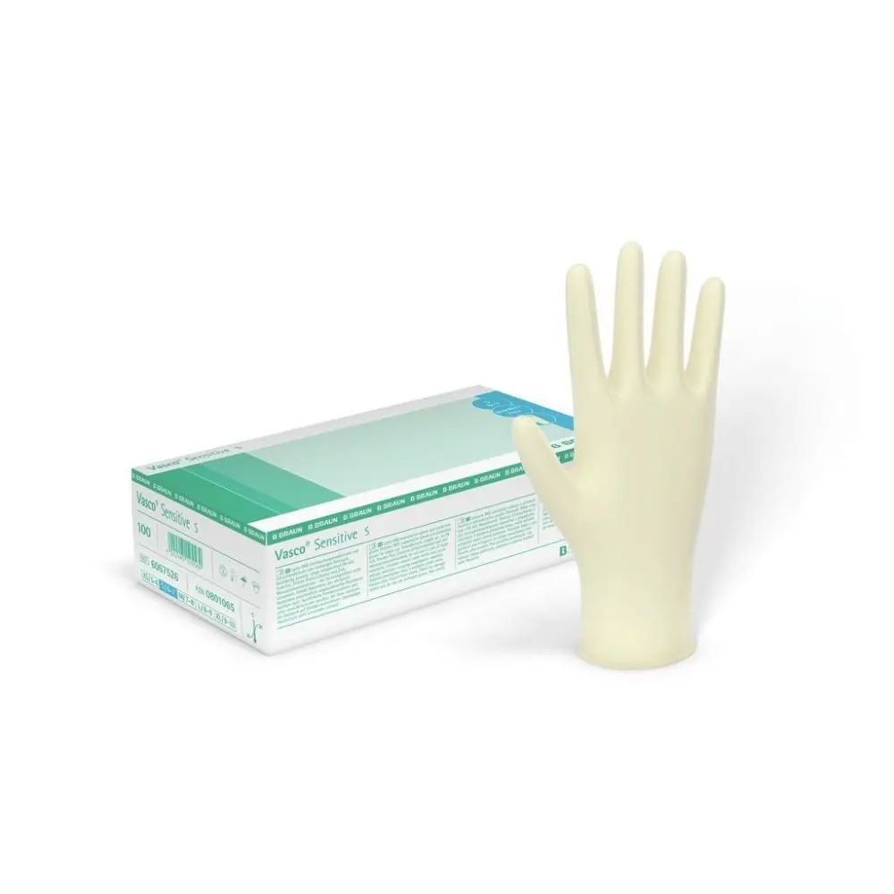 Braun Vasco Sensitive latexové nepudrované rukavice L (8-9), 100ks