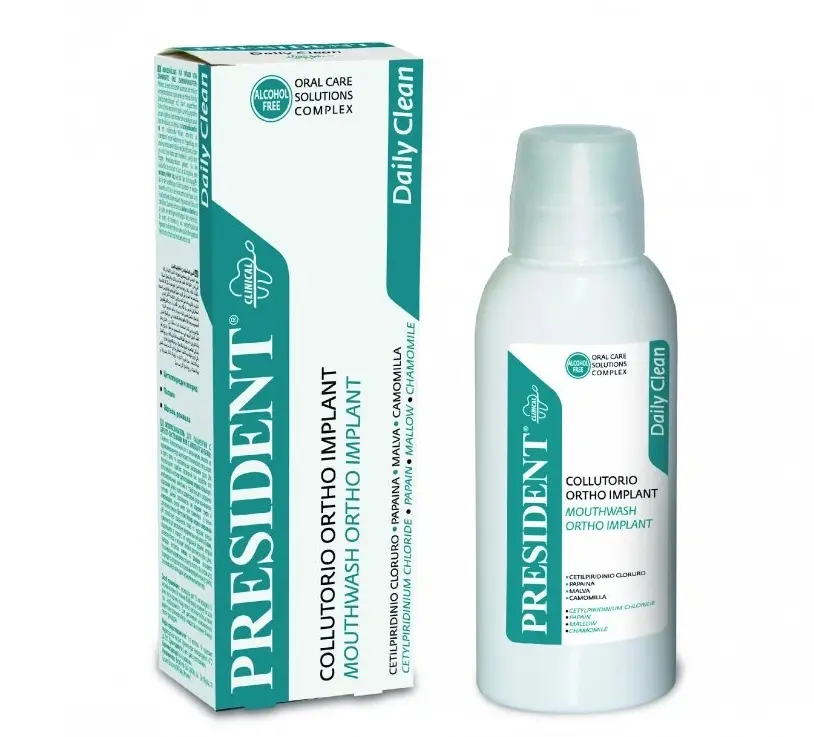 PresiDENT Ortho Implant ústní voda antibakteriální pro rovnátka a implantáty, 200ml