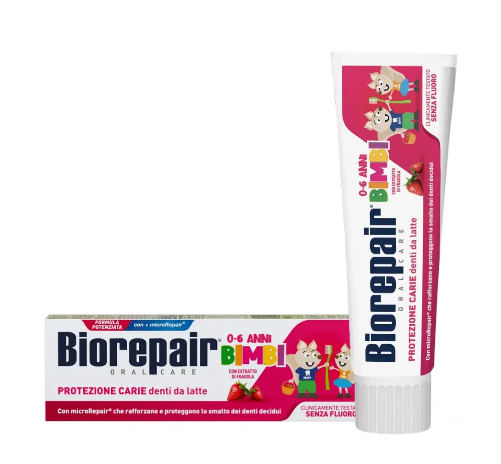 BioRepair Kids dětská zubní pasta bez fluoridů 0-6 let (jahoda), 50ml