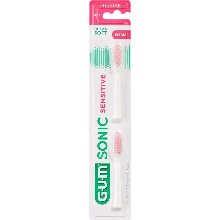 GUM Sonic SENSITIVE náhradní hlavice (bílé s růžovou), 2ks