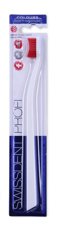 Swissdent Profi zubní kartáček COLOURS bílo-červený (soft-medium)