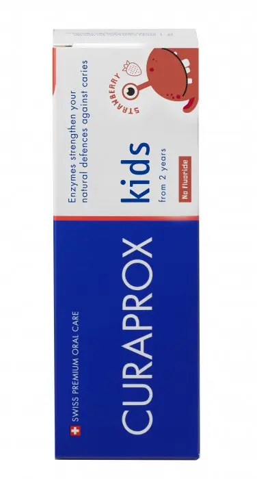 Curaprox Kids dětská zubní pasta bez fluoridu od 2 let (jahoda), 60 ml
