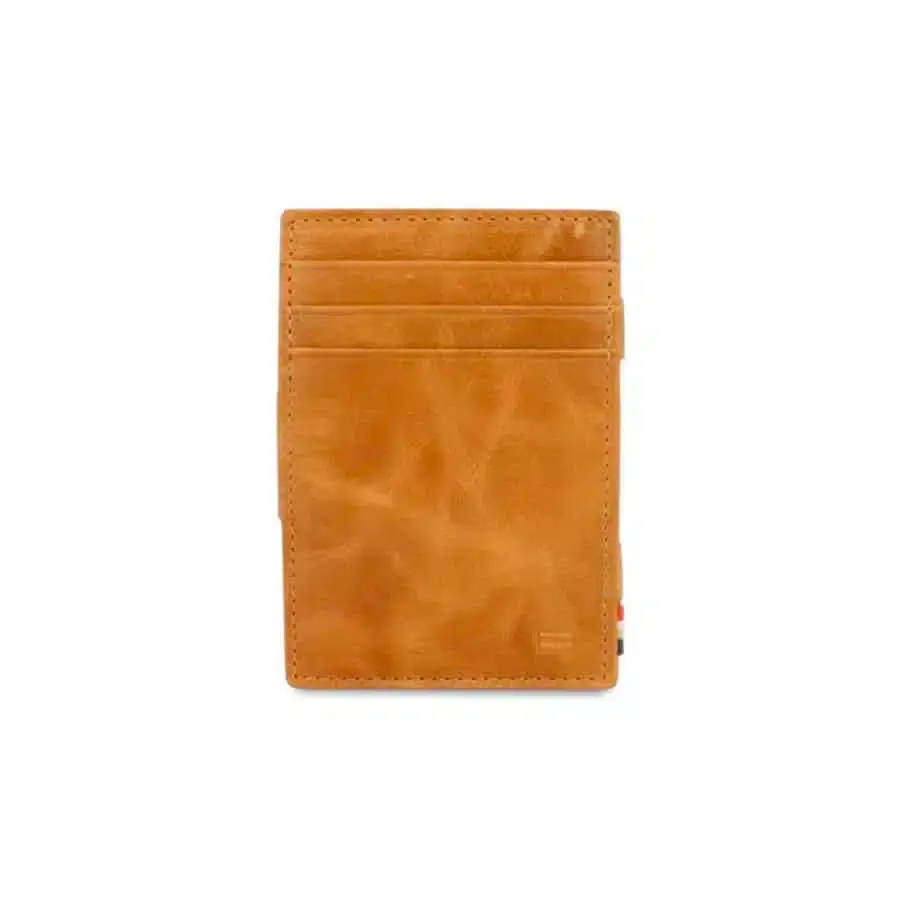 Kožená peněženka na karty s kapsou na mince Essenziale Brushed Garzini Cognac