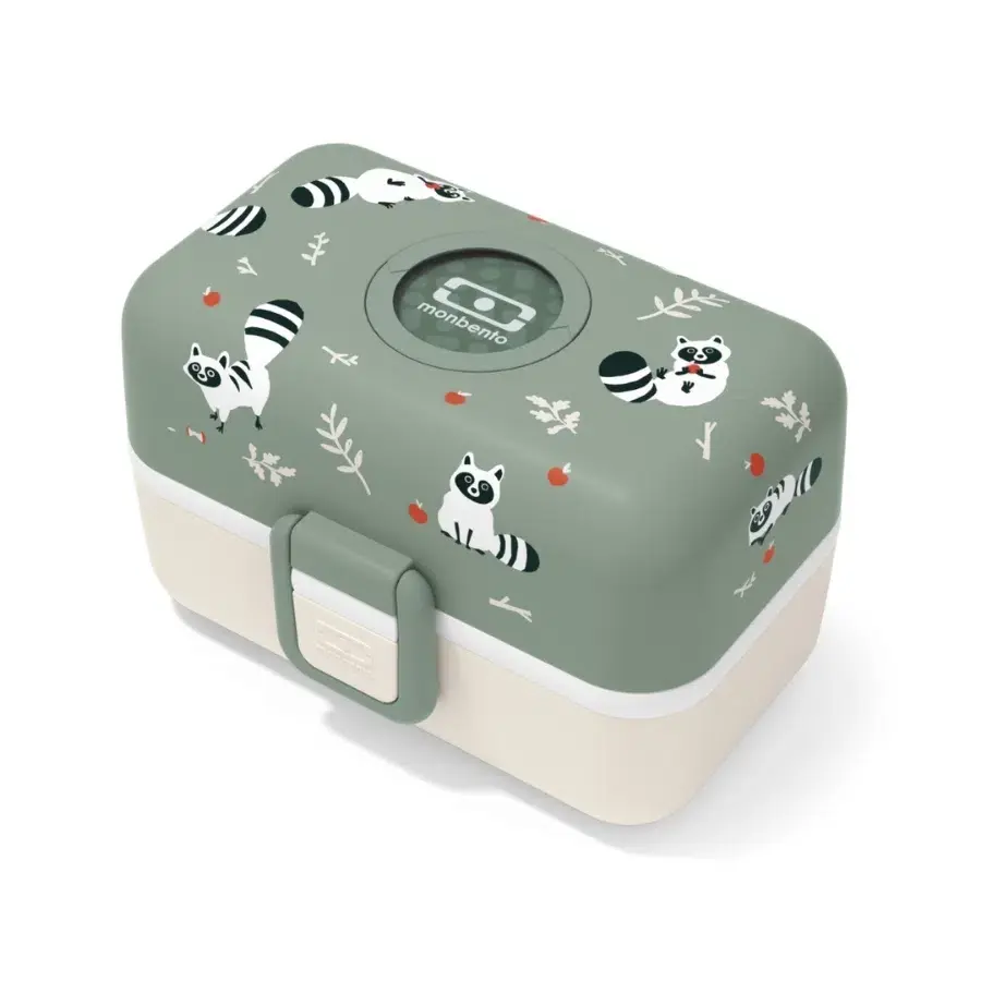 Monbento Dětský obědový bento box na jídlo Tresor Graphic Green Raccoon 800ml
