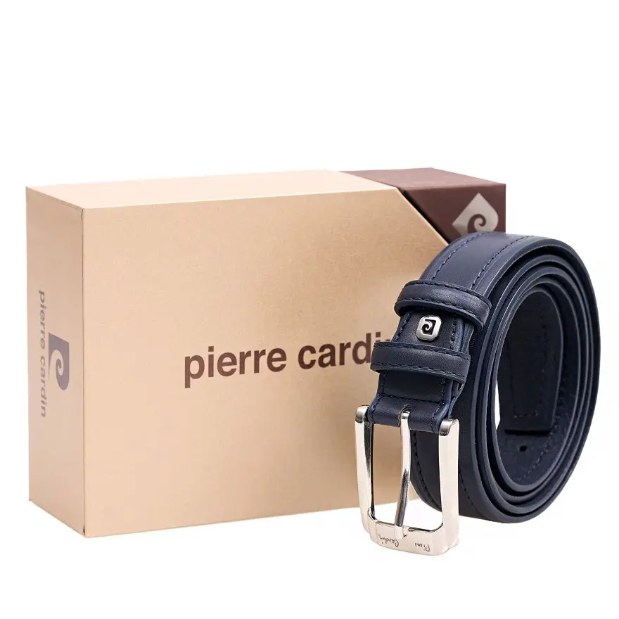 Pierre Cardin Modrý pánský kožený opasek Modrá 2507-GG32-BLU