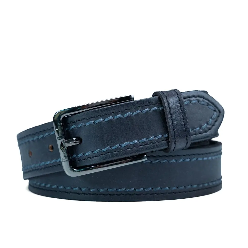 VALMIO Kožený opasek Pierre Cardin 612 černý  Černá 612-BLACK