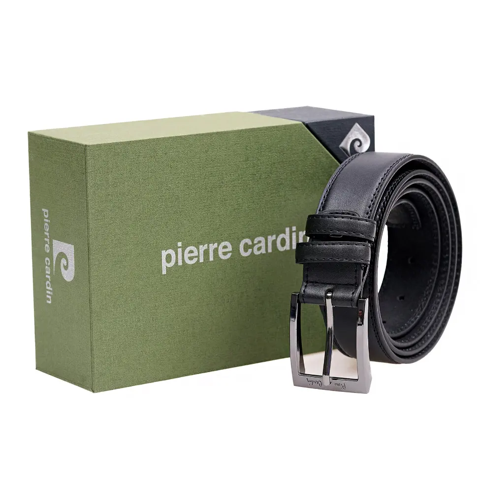 Pierre Cardin Černý pánský kožený opasek  Černá 2505-GG30-NERO