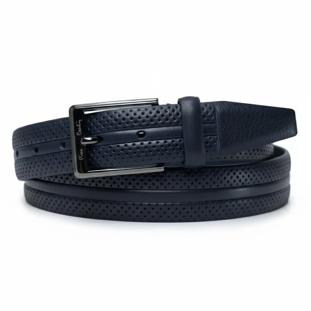 Pierre Cardin Kožený opasek  GF9013 BLU  Modrá GF-9013-BLU