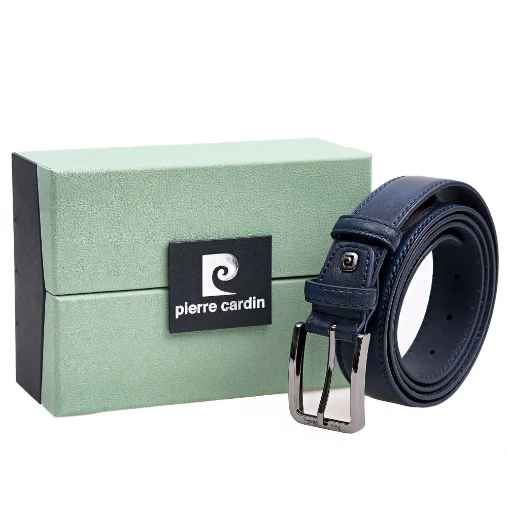 Pierre Cardin Pánský kožený opasek  Modrá 2508-GG33-BLU