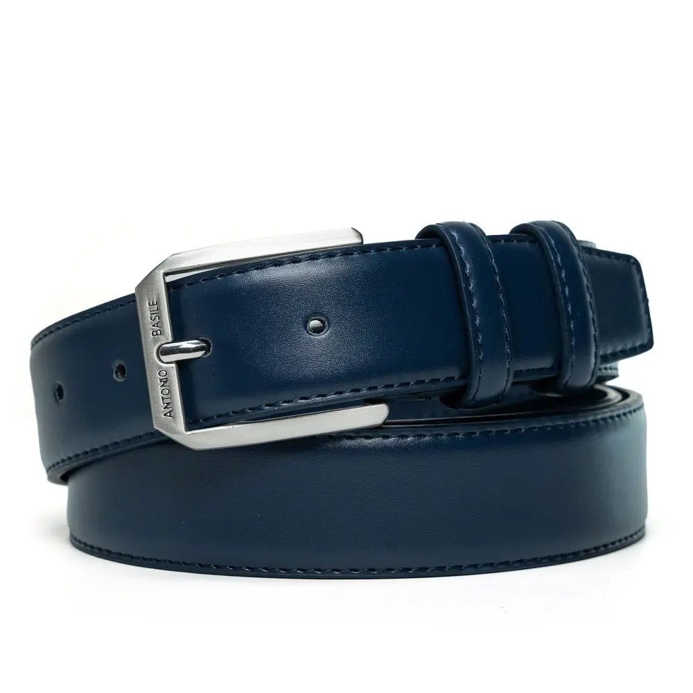 Pierre Cardin Kožený opasek Antonio Basile 2503 BLUE  Modrá 2503BLUE