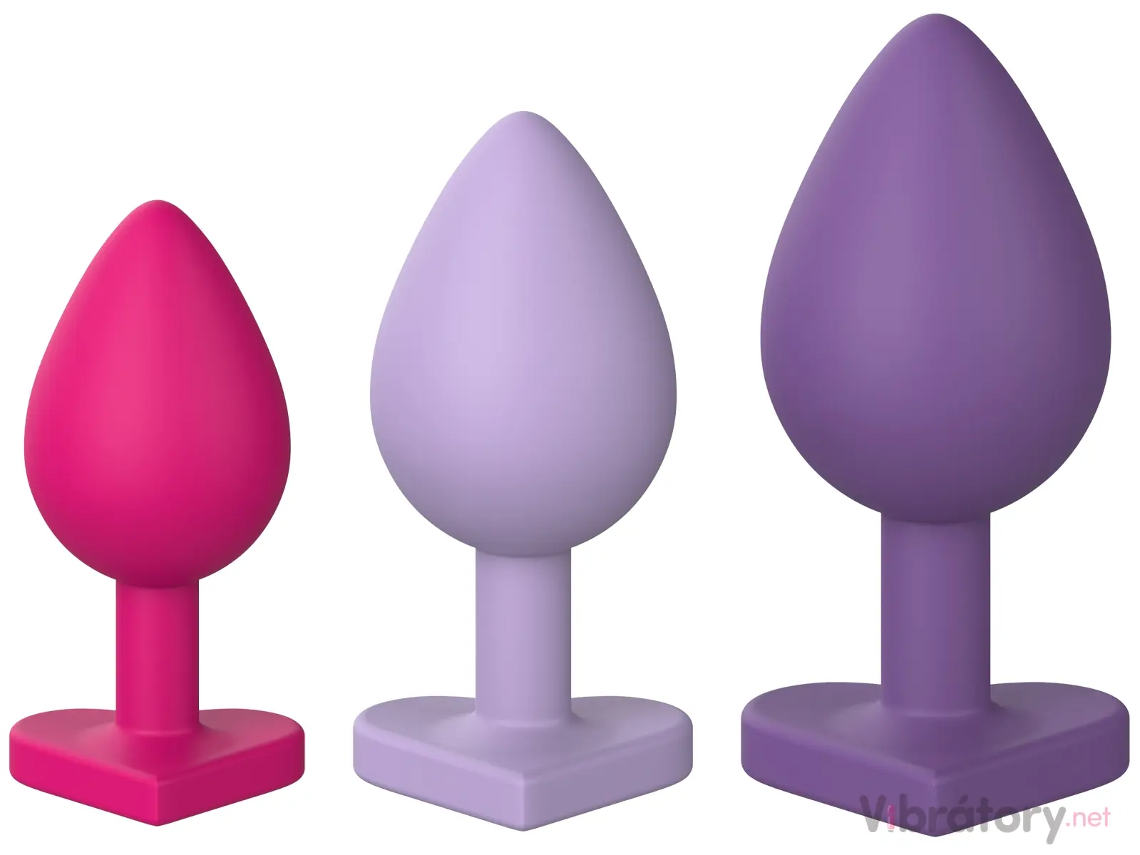 Sada análních kolíků Heart Plug Set, 3 ks