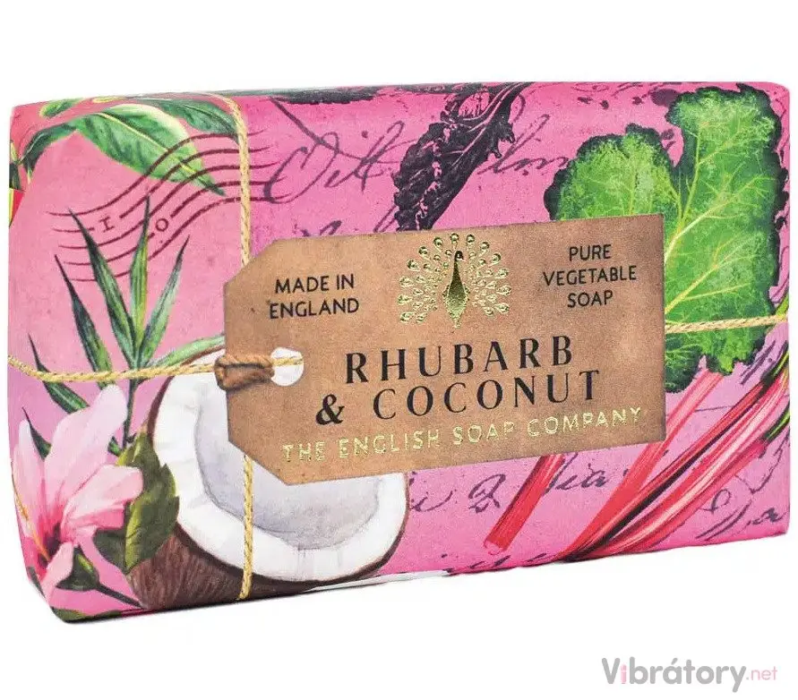 Luxusní tuhé mýdlo English Soap Company Rhubarb & Coconut – rebarbora a kokos, 190 g