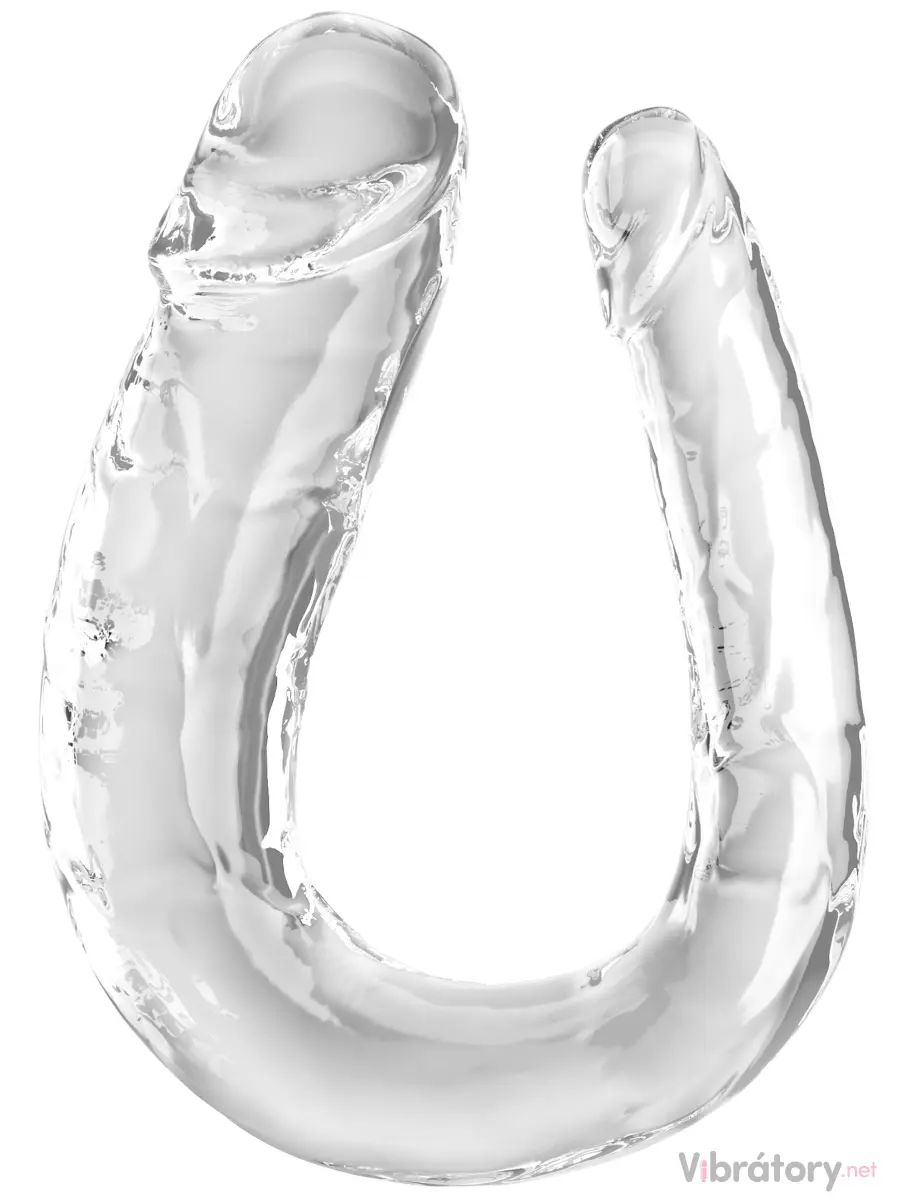 Dvojité realistické dildo King Cock Clear Large Double Trouble