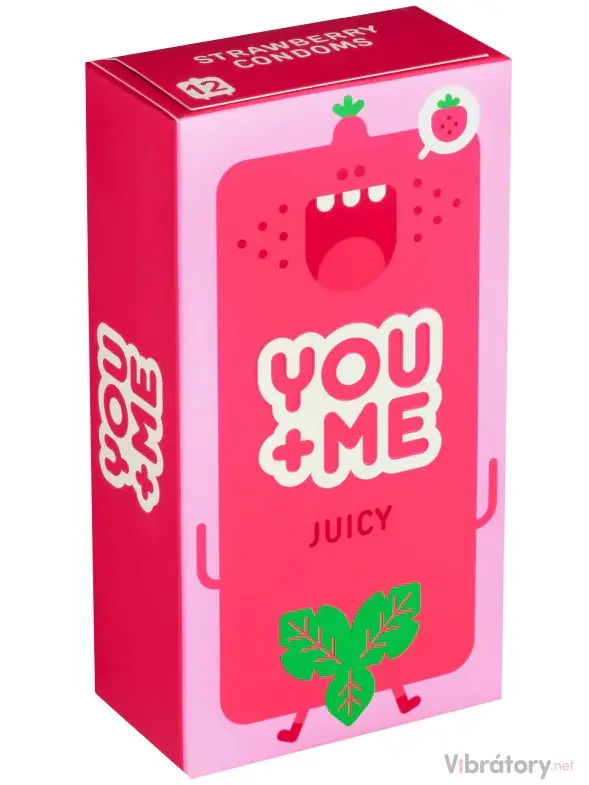 You+Me Juicy vegan kondomy se šťavnatým jahodovým aroma 12 ks