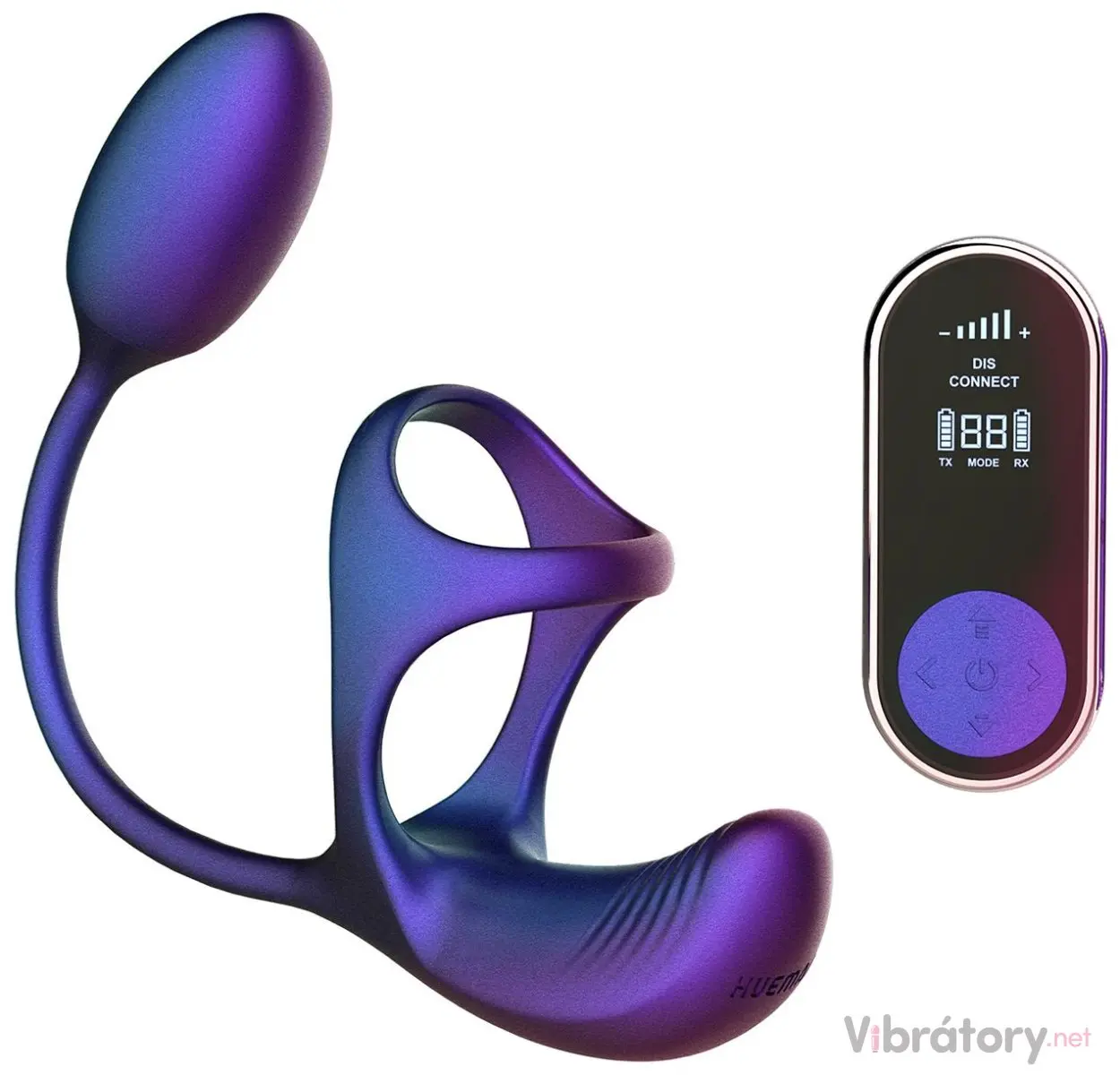 Kroužek na penis s análním vibrátorem Hueman Halo Orbit