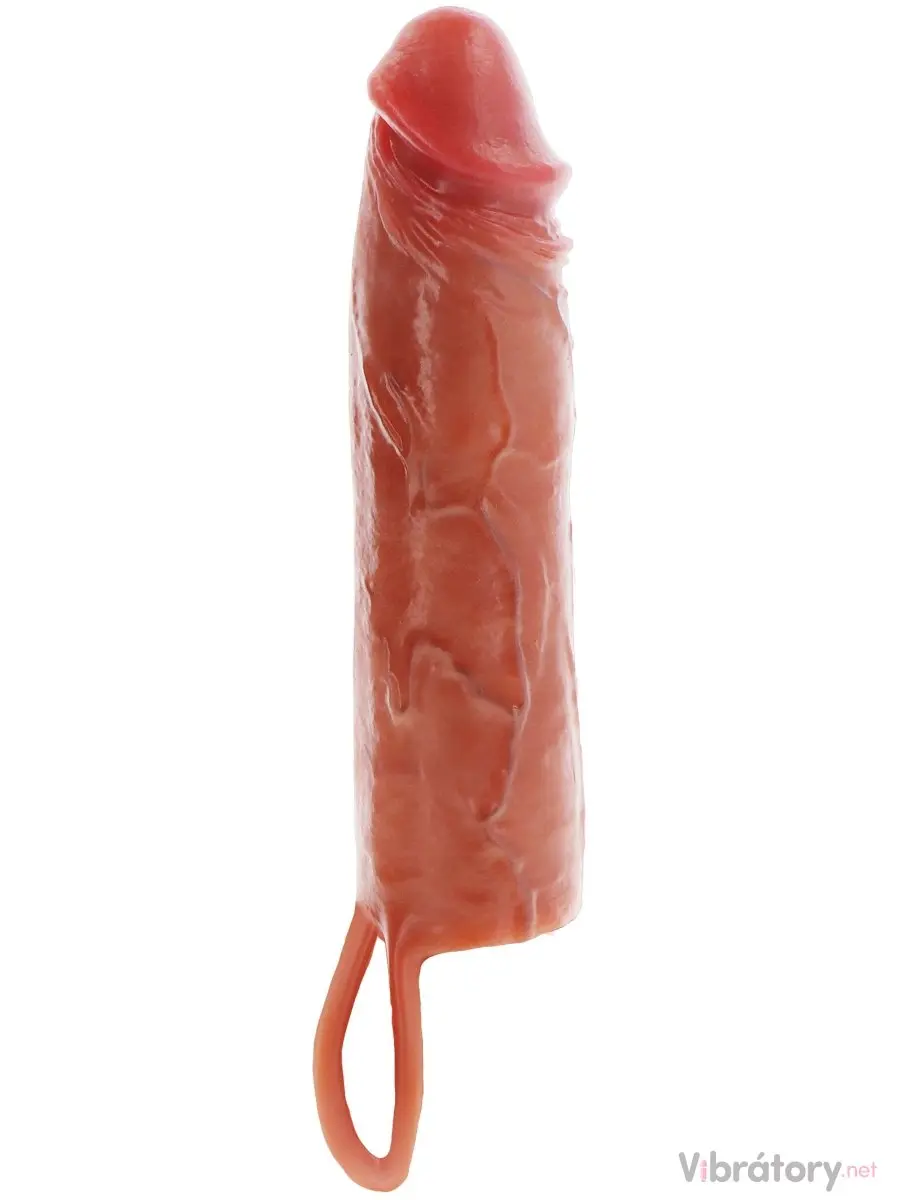 Vibrační zvětšovací návlek na penis Hydrated Skin 20 cm