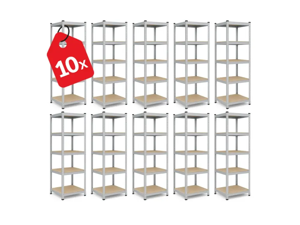 Regál 1800x400x400 mm zinkovaný 5-policový, nosnost 875 kg - 10ks
