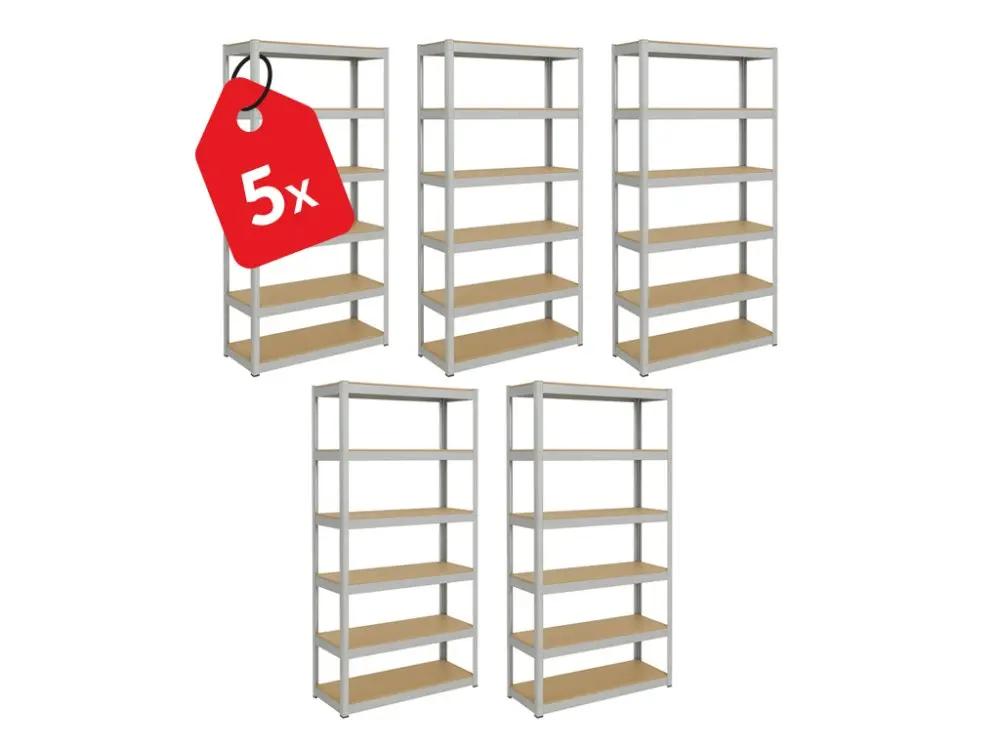 Regál 2200x900x600 mm zinkovaný 6-policový, nosnost 1050 kg - 5ks