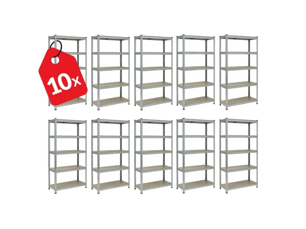 Regál 1830x400x400 mm zinkovaný 5-policový, nosnost 1000 kg, RIVET - 10ks