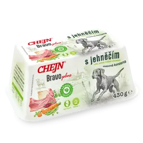 Chejn Masová vanička pro psy Bravo plus s jehněčím, zeleninou a brusinkami 430g