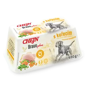 Chejn Masová vanička pro psy Bravo plus s kuřecím, zeleninou a rakytníkem 430g