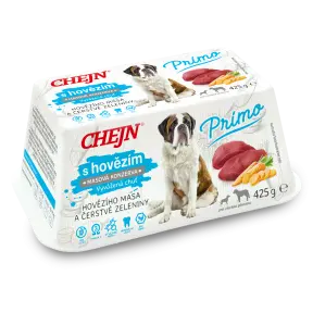 Chejn Masová vanička pro psy Primo s hovězím a mrkví 425g