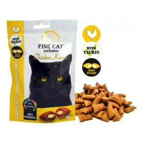 FineCat exclusive plněné polštářky anti-hairball kuřecí k /14/ 60g