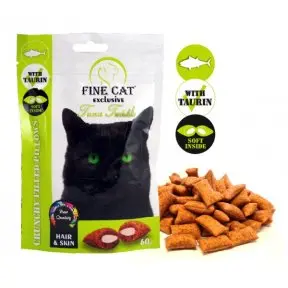 Fine Cat Exclusive Plněné polštářky pro kočky Hair&Skin Tuňák 60g
